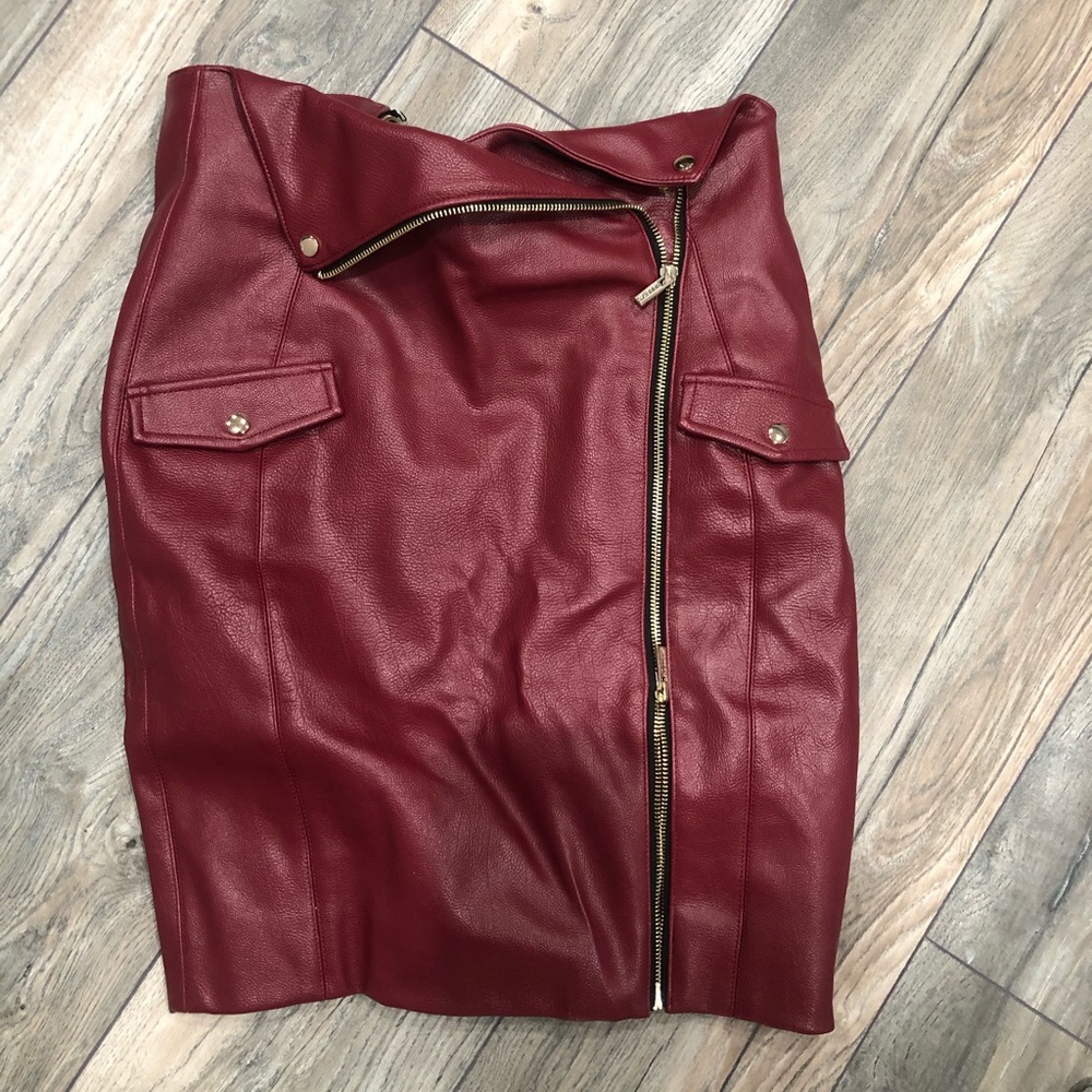 High waisted leather House of CB skirt